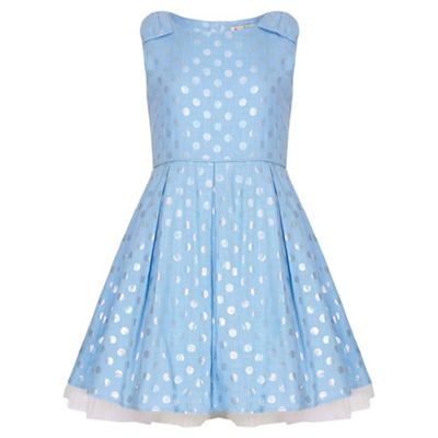 blue Spot Sleeveless Party Dress